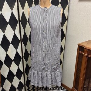 Seersucker Drop Waist Ruffle Hem Summer Cutie